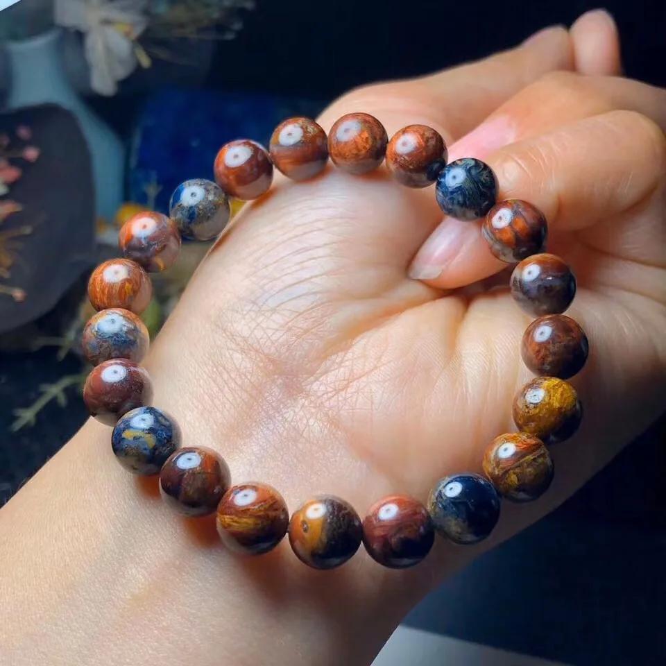 9mm Genuine Natural Pietersite Bracelet for Women Men Crystal Yellow Red Blue Round Beads Energy Stone Stretch Jewelry