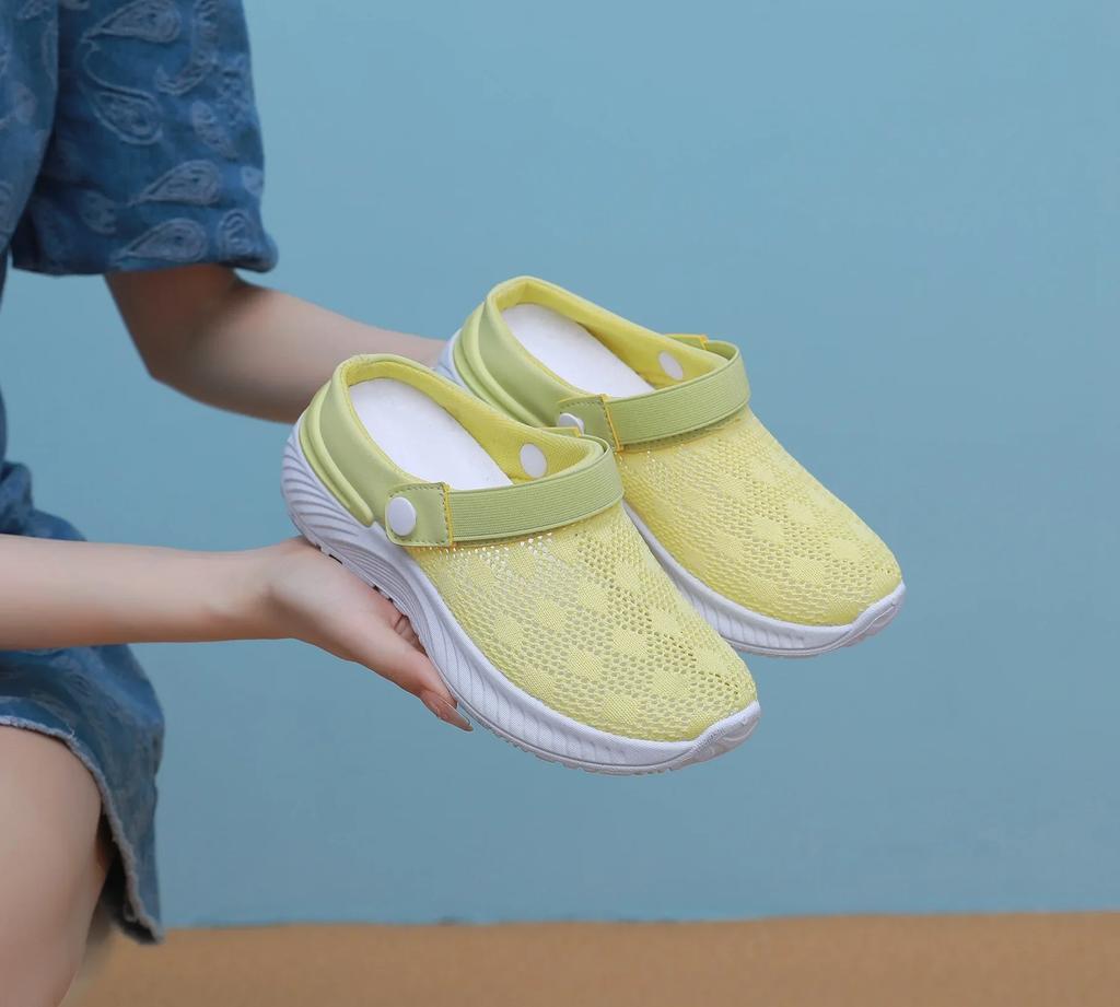 2024 New Breathable Women's Slippers Soft Sole Casual Beach Shoes Breathable Lazy Half Drag Women's Shoes