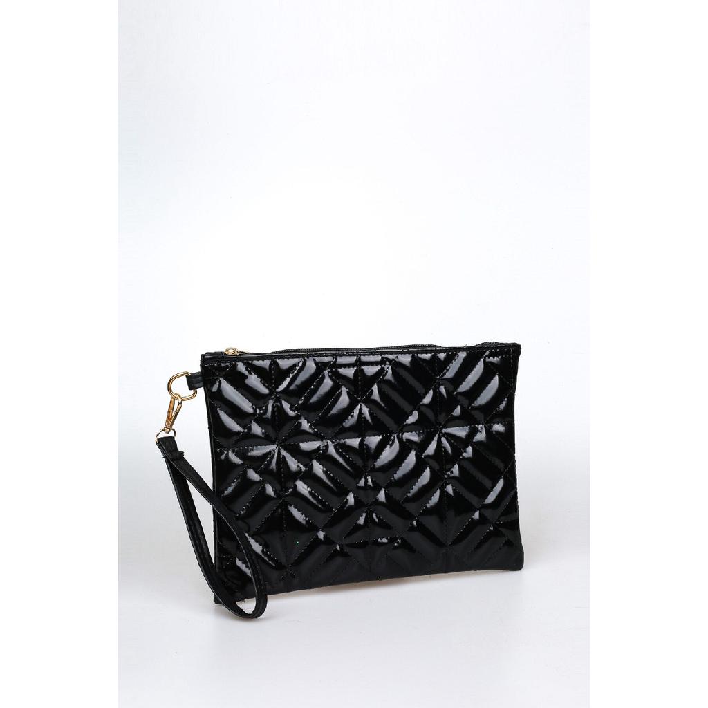 Black Patterned Portfolio Clutch Bag 25x19 Cm