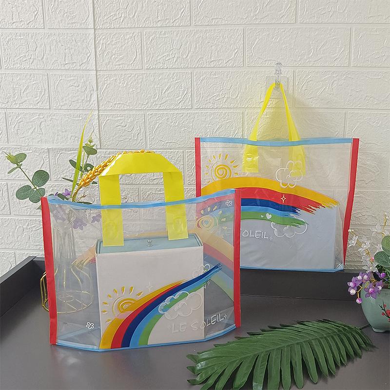 Regenbogen Transparente Tragetasche: Kinder-Gastgeschenk- & Geschenktüte in Groß, Mittel oder Klein