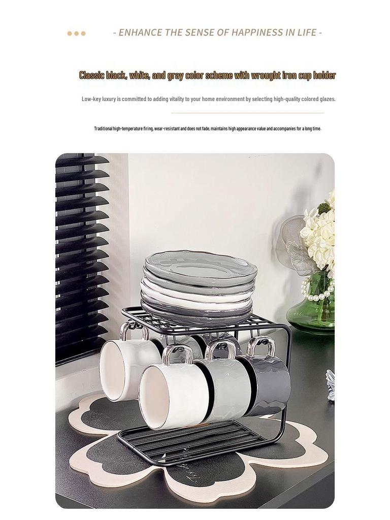 Nordic Style Luxury Ceramic Coffee Cup Set (6 Pieces) - Elegant Housewarming Gift