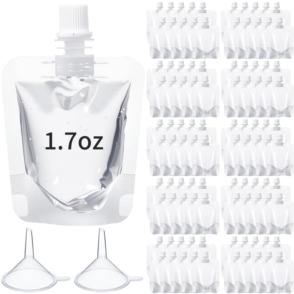 100 disposable plastic beverage bags with 1-ounce transparent leak-proof sauce and juice bags for travel use