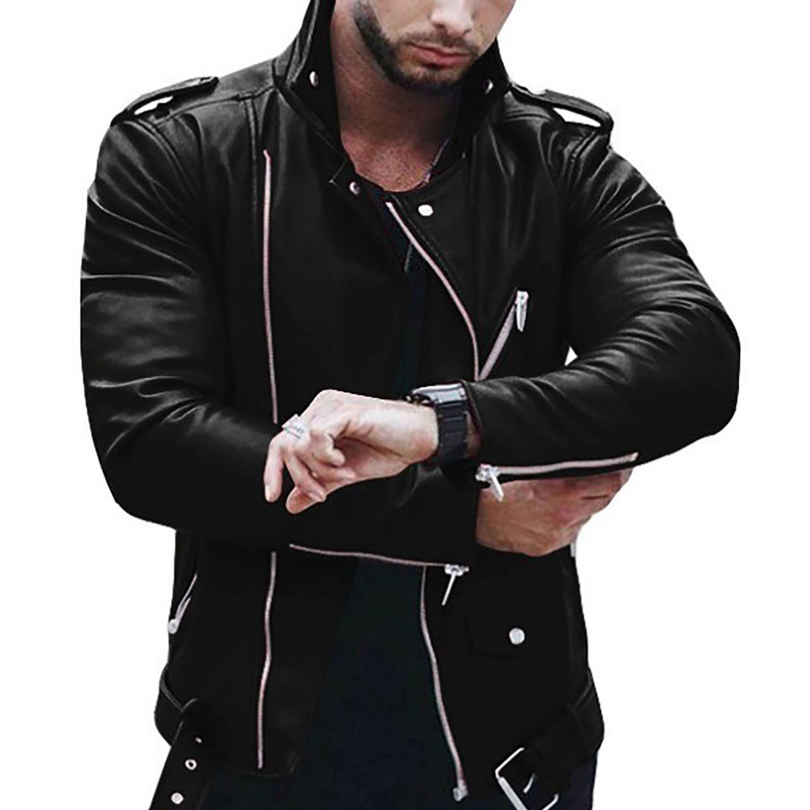 

Осенне-зимняя мужская повседневная однотонная тонкая кожа с длинными рукавами XXXXL чёрный