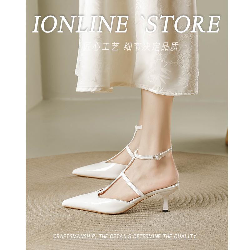 Fashion Pointed Toe T-strap Gladiator Sandals Women High Heels Sexy Ladies Party Shoes Japanned Leather Narrow Band Sandalias Mujer 2025