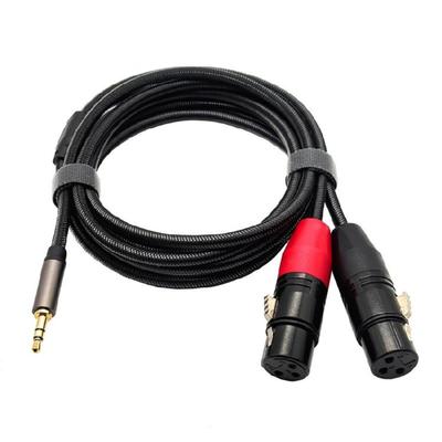 Male 3.5mm To Double 3Pin Female Microphone Cable Professional Braided Shielded Cord For Live Sound Recording Equipment