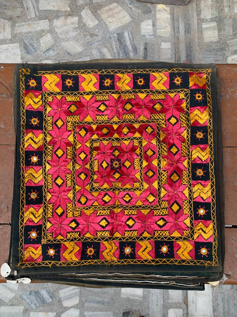 Hand Embroidered Cotton Pillow Cover: Bohemian Decorative Cushion 40