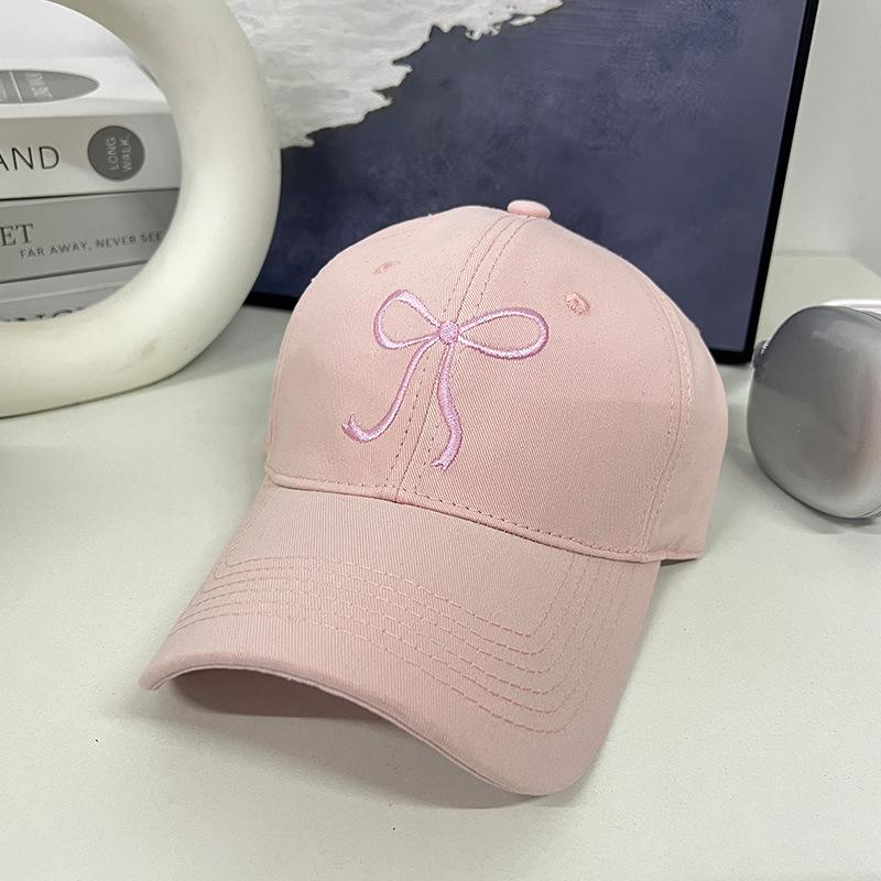 New Bow Embroidered Baseball Cap for Women with Big Face and Versatile Face Showing Small Embroidered Baseball Cap Spring Hat