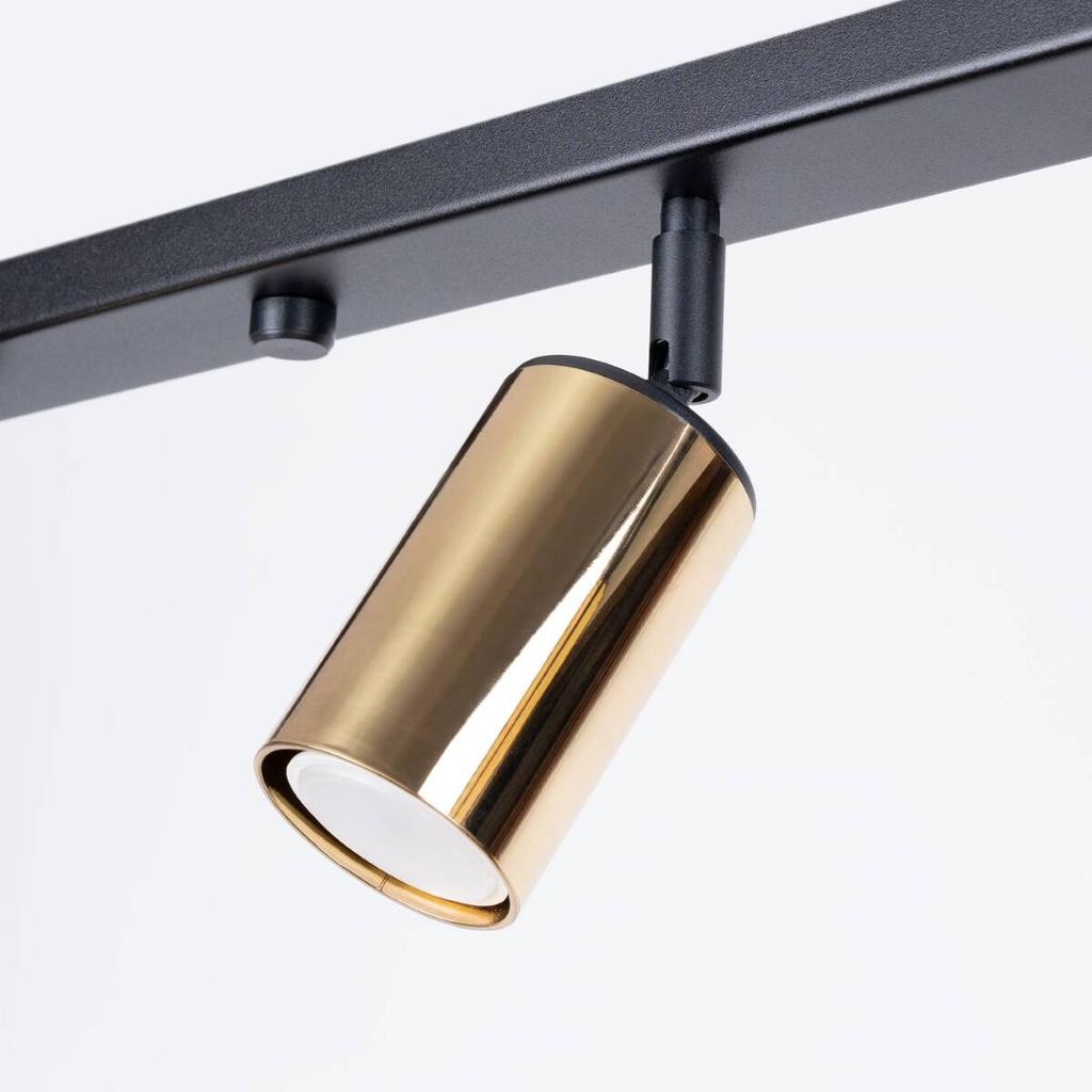 Spot Sufitowy Czarny Podłużny Poczwórny Złote Klosze 4Xgu10 10W Winx Sl.1387 Sollux Lighting