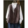 DIMANAF 2026 Autumn Winter New Plus Size Women Vintage Knitted Vest Coat Casual Sleeveless Button Pockets Sweater