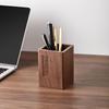 1pcs Solid Wood Multifunctional Pen Holder - Retro Desktop Organizer with Engraving Office Storage Box for Pencils Phone Stand