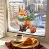 Green Scarf, Red Fox Home Decor, Glass Display Window Beautification Decorative Static Cling Stickers