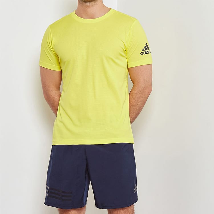 adidas T Shirts Men's Bright Yellow Crew Neck Moderate Straight Fit CZ5425