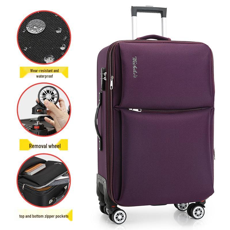 

Модный большой чемодан-тележка из ткани Оксфорд с кодовым замком - Унисекс, холст и кожа, корейский стиль 20 inch