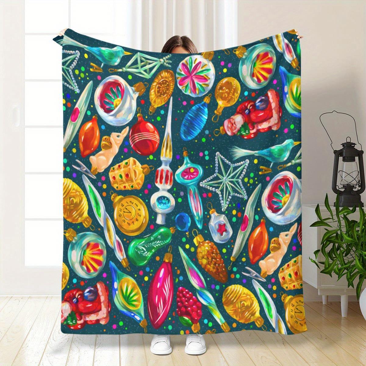 

1pc Space-Themed Printed Blanket with Planets, Stars & Rockets Plush Fleece All-Season Soft Warm Throw, Machine Washabl 130x150cm