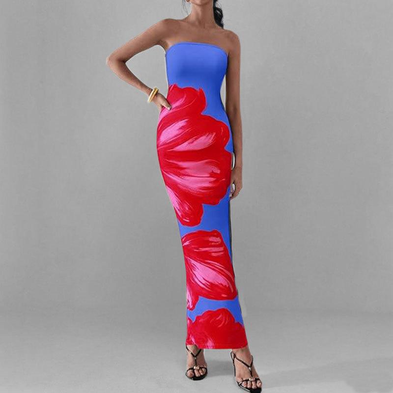 New Spring Women's Clothing Elegant Hip-shoulder Printed Dress for Women