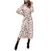 Women Leopard Chiffon Long Sleeve Printing Casual Party Vintage Boho Maxi Dress