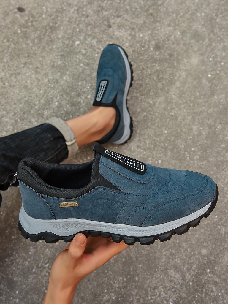 Outdoor Couple Hiking Shoes Men Jogging Sneakers Women Slip On Casual Breathable Faux Suede Leather Anti-skid Walking Trainers