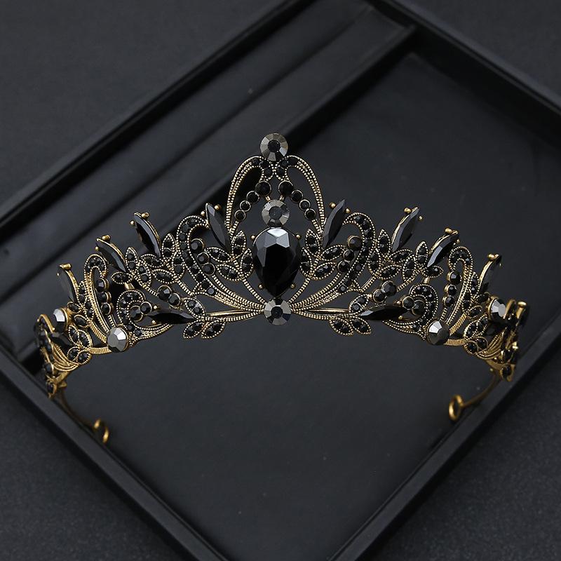 Black Retro Simple Elegant Crown Bridal Tiara for Women Princess Adult Birthday Crown Children's Hair Accessories