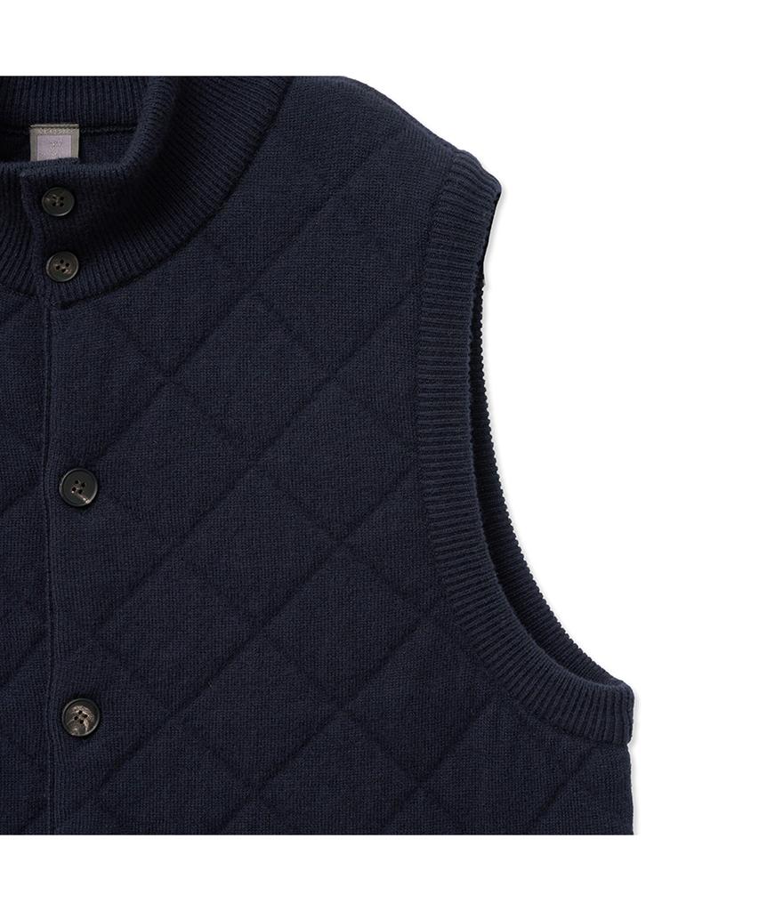 Iolo Quilted Knitting Vest_Navy