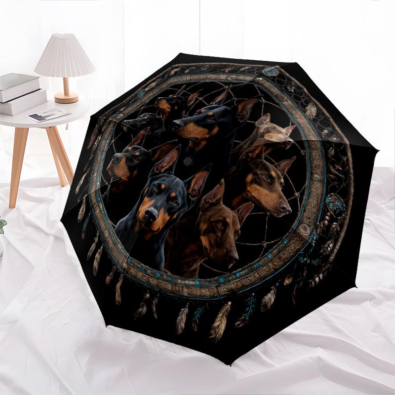 0106 Wzór łapacz snów pies, automatyczny parasol składany, przenośna i składana konstrukcja, 8 żeber, prezent na Boże Narodzenie lub urodziny.