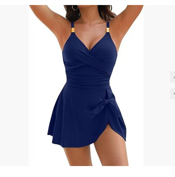 Women Swimdress Tummy Control Sexy One Piece Slim & Comfortable Ruched & Cross Swimwear Elastic Beachwear