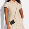 Coach 10 Klappen-Ketten-Umhängetasche Kieselstein-Leder Mini-Crossbody Damen-Taschen Schwarz C6718-B4BK