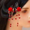 Red Maple Leaf Long Tassel Headdress Antiquity Hairpin Hanfu Cosplay Hair Clasp Step Shake
