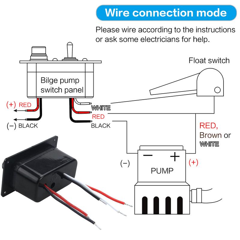 12V Bilge Pump Control Switch Panel 3 Way Manual/Off/Auto with LED Indicator 5A Fuse for Yacht Camper Truck Marine Boat
