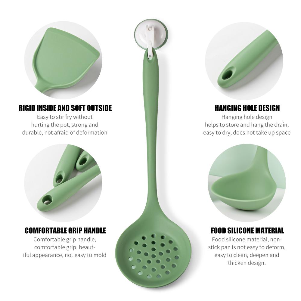 5Pcs Silicone Cookware Non-stick Cooking Utensils Wok Spatula Spoon Colander Rice Spatula Kitchenware Kitchen Cooking Tool Set