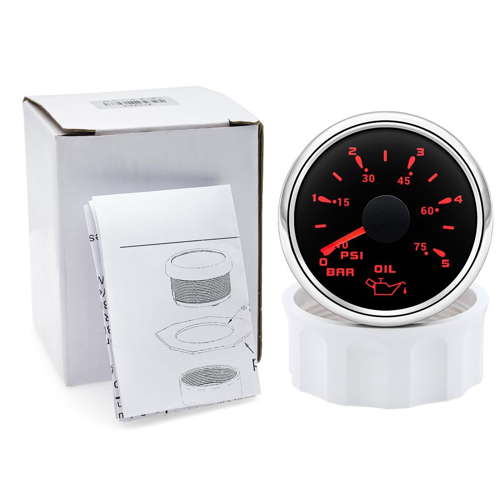 0-5 Bar / 0-10 Bar Öldruckanzeige 7-farbige Hintergrundbeleuchtung Auto-Anzeige oder 1/8NPT-Sensor für Marineboot Yacht Auto 9~32V