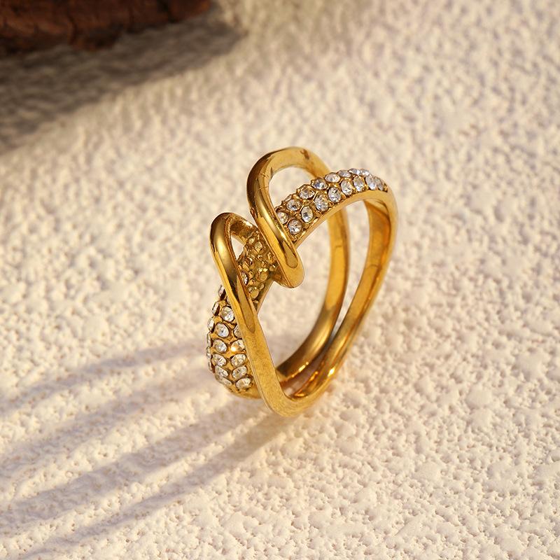 1011 101 stainless steel rings plated with 18K gold zircon high-end lace woven fashion rings are hot for women