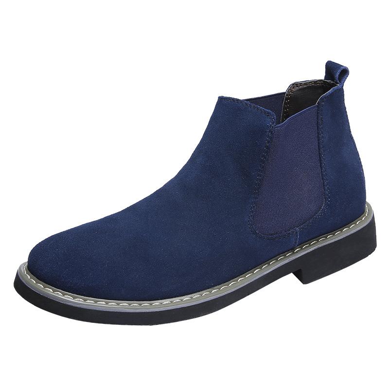 Autumn and Winter High Shoes Men's Large Size Velvet Cotton Shoes Leather Boots Short Boots Snow Boots Martin Boots Men's Genuine Leather Chelsea