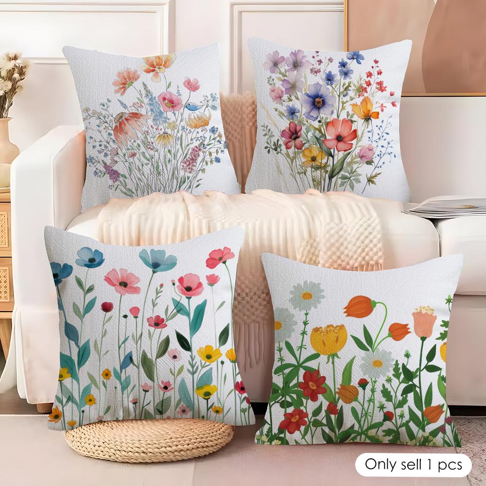 Spring Flowers boho Cushion Cover Soft Plush Fabric DoubleSided Printed Cushion Covers for All Seasons Modern HomeDecor Gift