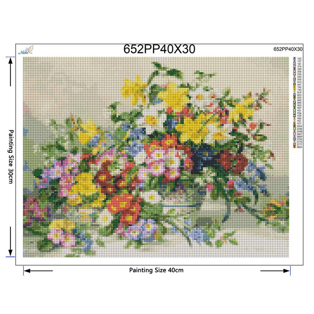 Flower Crystal Diamond Painting Cross Stitch Beautiful Colorful Floral Needlework Home Decor