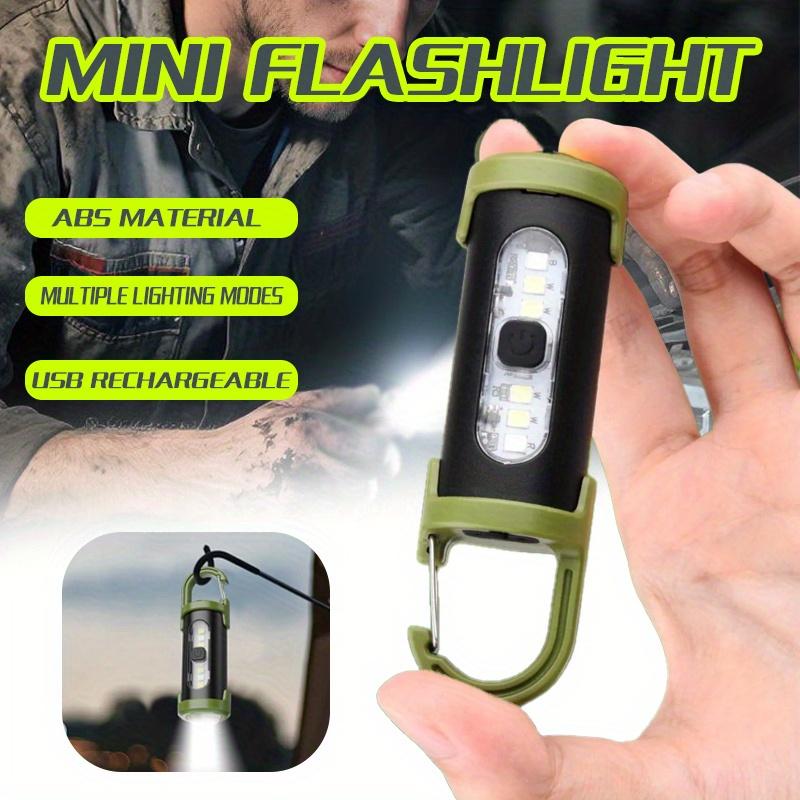 USB Rechargeable LED Flashlight with Adjustable Beam, Portable Keychain Flashlight with Hook for Camping, Emergency Situations, and Daily Use
