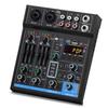 Portable Mini Mixer 4-Channel Audio DJ Console Sound Card with USB and 48V Phantom Power for PC Recording Webcast Party - Depusheng M4, Black