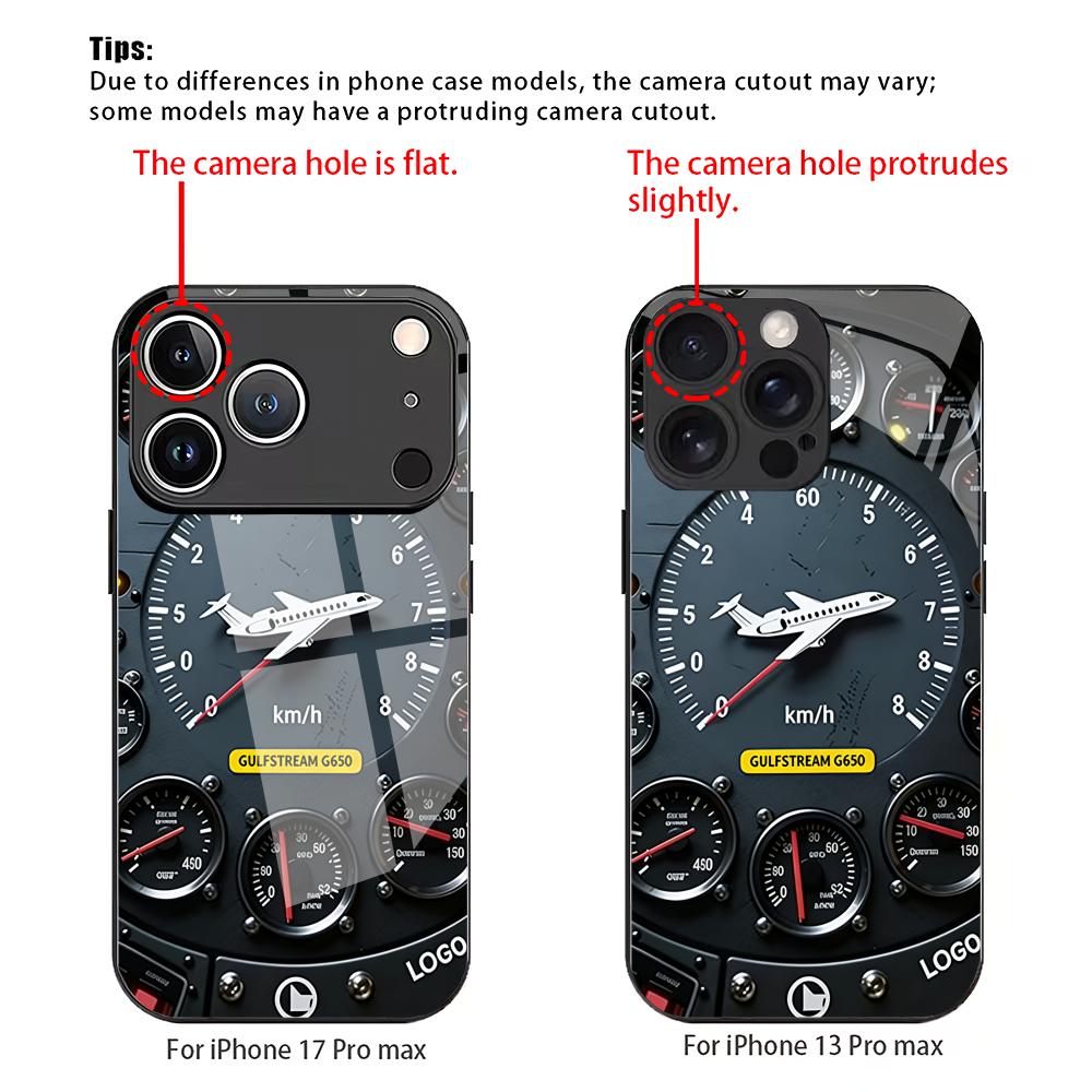 Fashion dashboard pattern tempered glass phone case suitable for iPhone 17 16 15 14 13 12 11 Pro Max Plus shockproof back cover