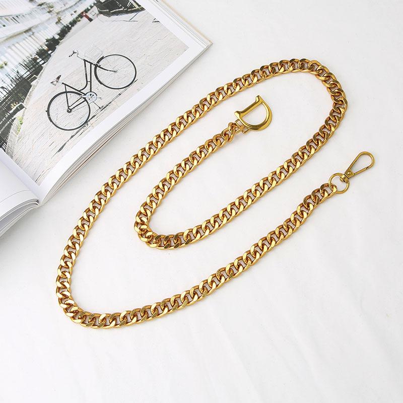 Gold Waist Chain Accessories Women'S D-Word Chain Belt Decoration With Dress Suit Metal Trouser Chain Summer