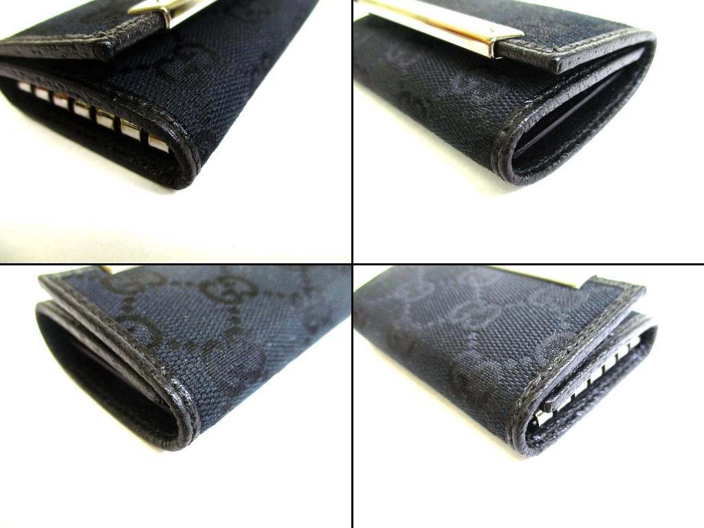 Authentic GUCCI GG Black Canvas and Leather 6 Pics Key Chain #b291 Seller Refurbished