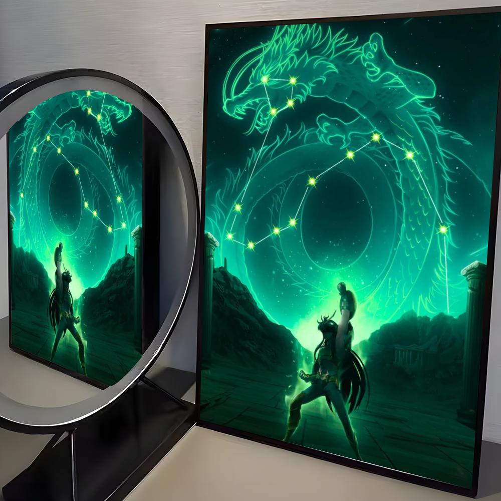S-Saint Seiya Anime Klasyczny Plakat HD Sztuka Mural Ścienny Plakat Wodoodporny Vintage Nadruk Dekoracja do Wystroju Domu DIY