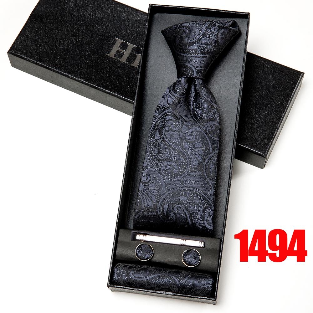 Hi-Tie 20 Stile, modische Herren-Krawatte, Paisley-Krawatte, Taschentuch, Manschettenknöpfe, Geschenkbox
