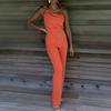 Ziyafet Romper Bir Omuz Dar Seksi Nefes Sıkı Dikiş Düz Renk Büyük Çember Dekor Slim Fit Kolsuz Balo Tulum Günlük Giysiler