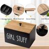 Wooden Cotton Pads Storage Box 1/3 Grids Dust Proof Lady Pad Storage Container Large Capacity with Lid Cotton Swab Holder
