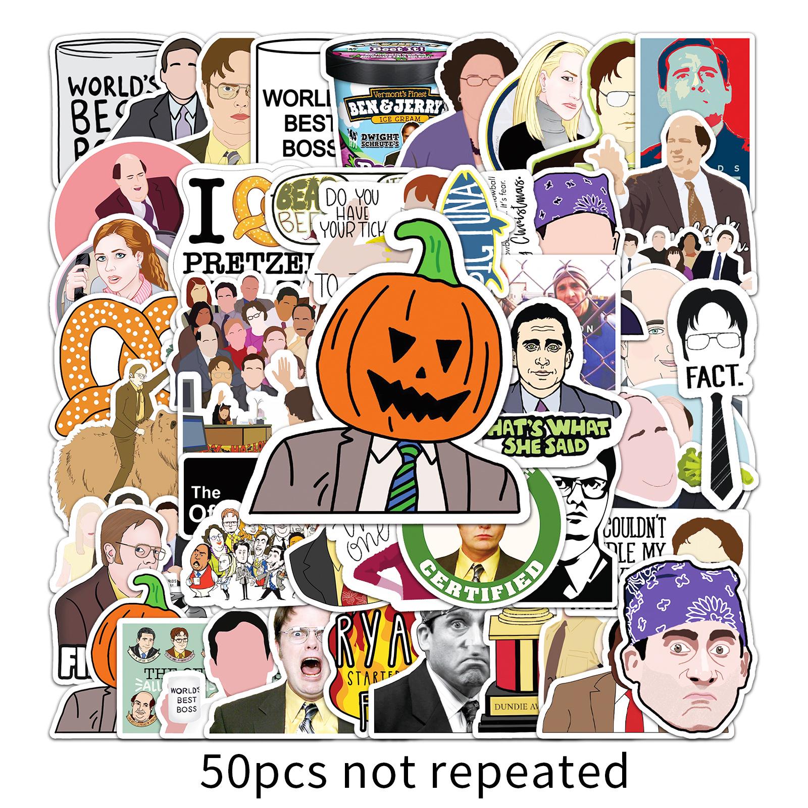 The Office Doodle Stickers: 50pcs Creative DIY for Skateboards, Water Bottles, and Suitcases