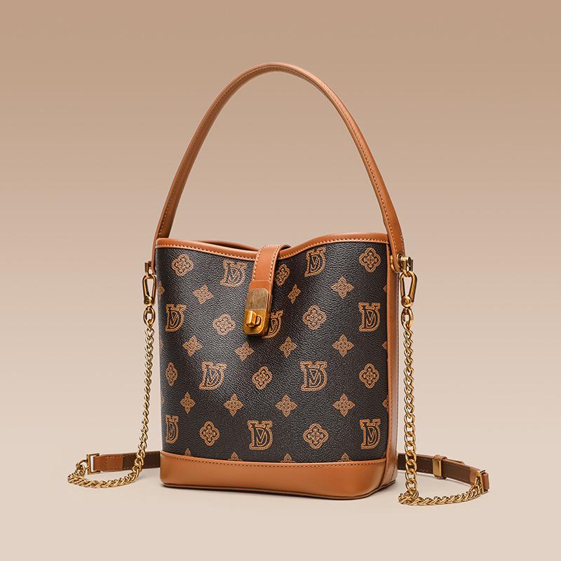 European and American retro new women's bags large-capacity messenger bags women's bucket bags versatile printed commuter shoulder bags