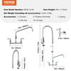 Commercial Faucet with Pre-Rinse Sprayer, 44" Height, 8" Center, 12" Swing Spout, Wall Mount Kitchen Sink Faucet, Brass Constructed Device with Pull