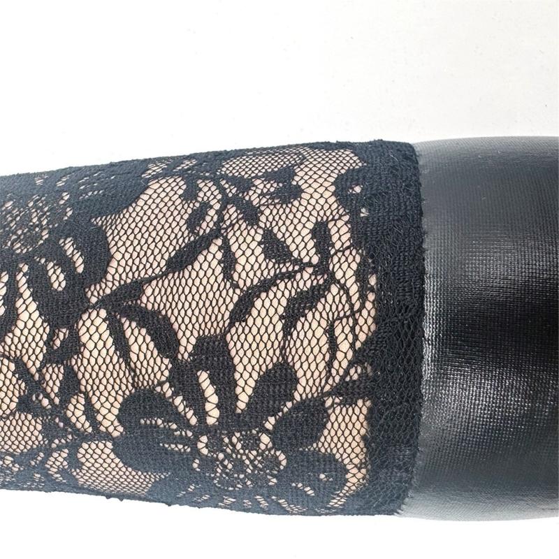 Chic Lace Trimmed Glossy Gloves With High Perfect For Evening Parties Outdoor Activities Easy Clean