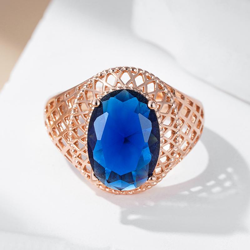 Kienl  Oval Blue Natural Zircon Daily Ring For Women Trend  Rose Gold Color High Quality Ethnic Bridal Jewelry