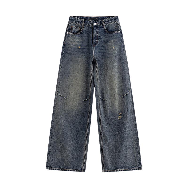 Chuyu Women's 2025 Autumn Street Style Ripped Wide-Leg Jeans