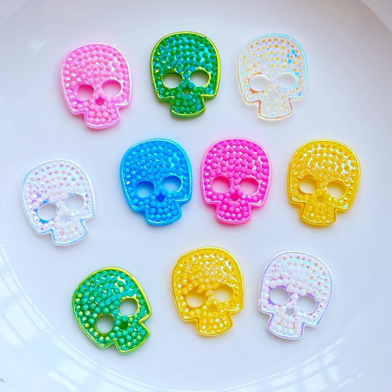 50Pcs New Kawaii Cute Shining Skull Flat Back Acrylic Cabochons Scrapbooking DIY Jewelry Craft Decoration Accessorie